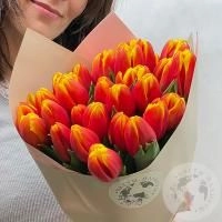 25 тюльпанов красно-желтых в магазине Цветы Планеты