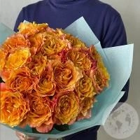 21 роза оранжевая 70 см
