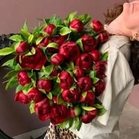 27 пионов бордовых 27 пионов бордовых в магазине Цветы Планеты