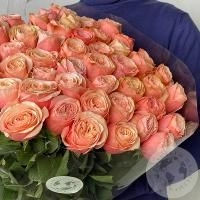 35 роз коралловых 70 см