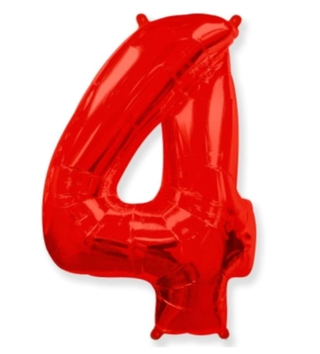 Шар цифра "4", 102 см., красный в магазине Цветы Планеты