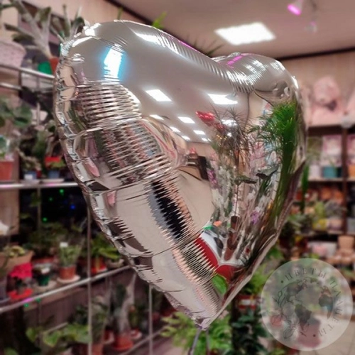 Шар воздушный "Сердце" серебро