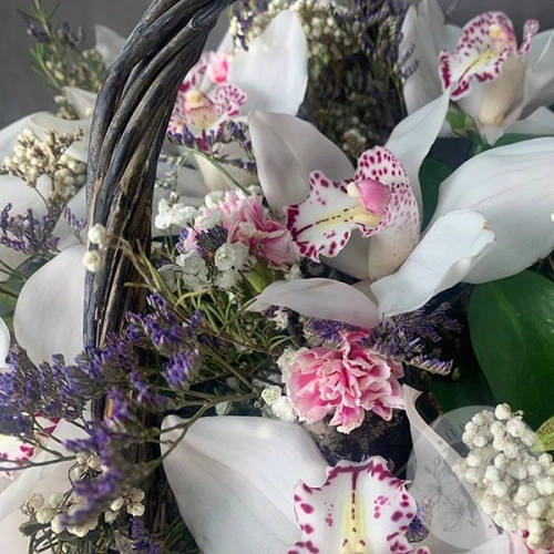 Корзина с орхидеями в магазине Цветы Планеты