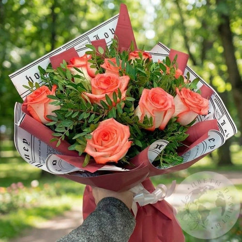 Букет из роз и фисташки "Доброе утро" в магазине Цветы Планеты