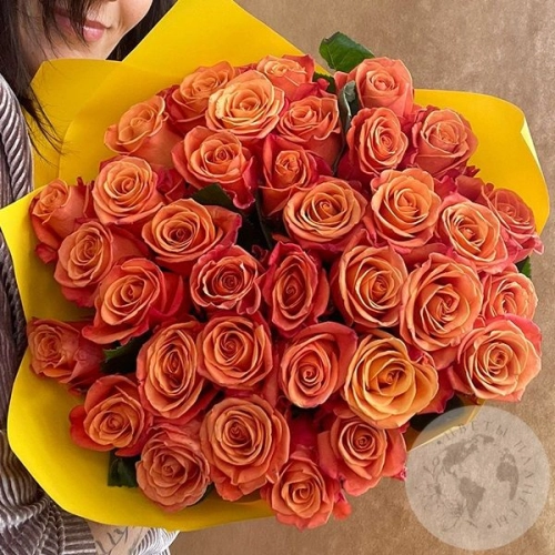 41 роза оранжевая 60 см. в магазине Цветы Планеты