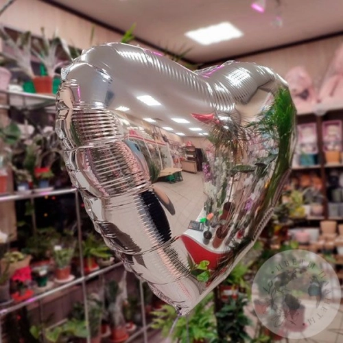 Шар воздушный "Сердце" серебро