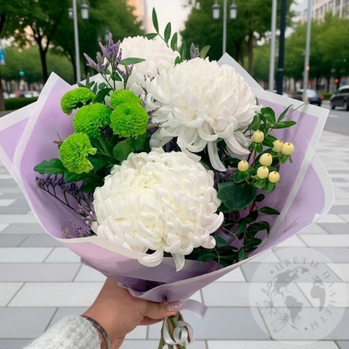 Букет из хризантем "Прекрасное чувство" в магазине Цветы Планеты