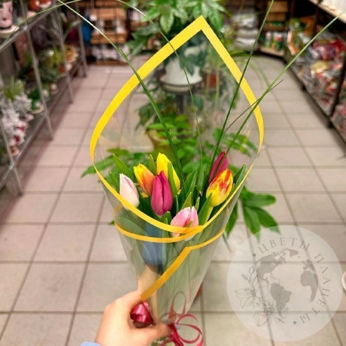 Букет из 7 тюльпанов mix в магазине Цветы Планеты