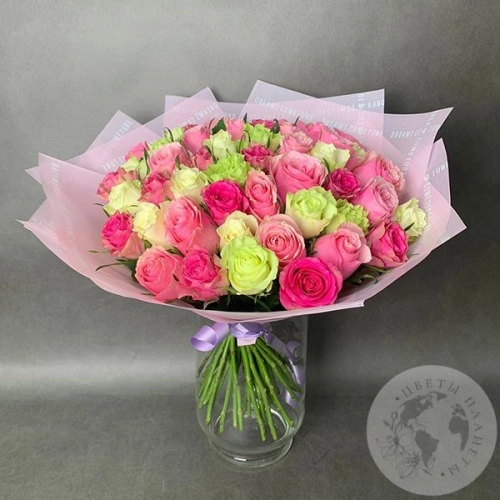 51 роза микс 40 см. в магазине Цветы Планеты