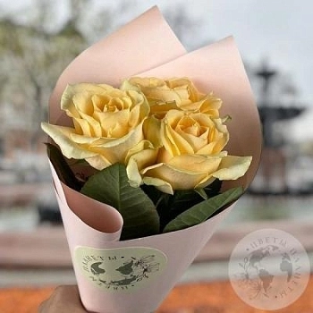 3 розы кремовых 60 см. 3 розы кремовых 60 см.