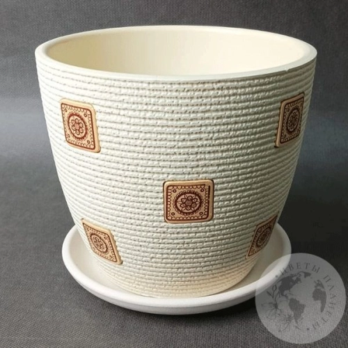 Цветочный горшок керамический Фишка белый бутон в магазине Цветы Планеты