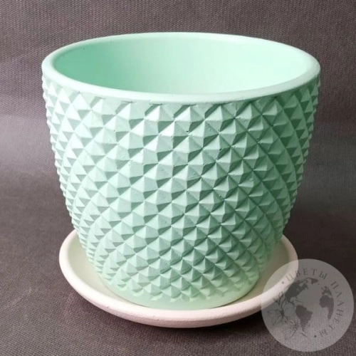 Цветочный горшок керамический Грань зеленый бутон