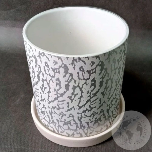 Цветочный горшок Шарм белый серебро цилиндр в магазине Цветы Планеты