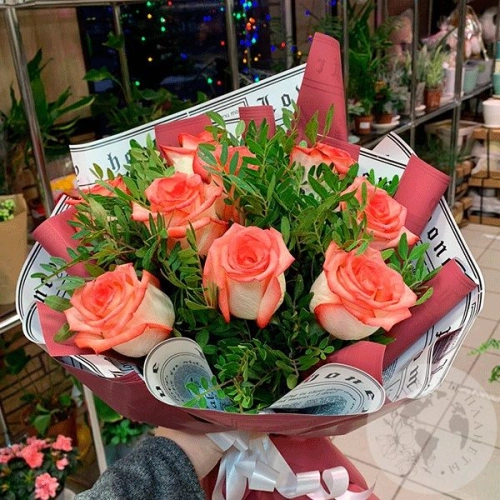 Букет из роз и фисташки "Доброе утро" в магазине Цветы Планеты