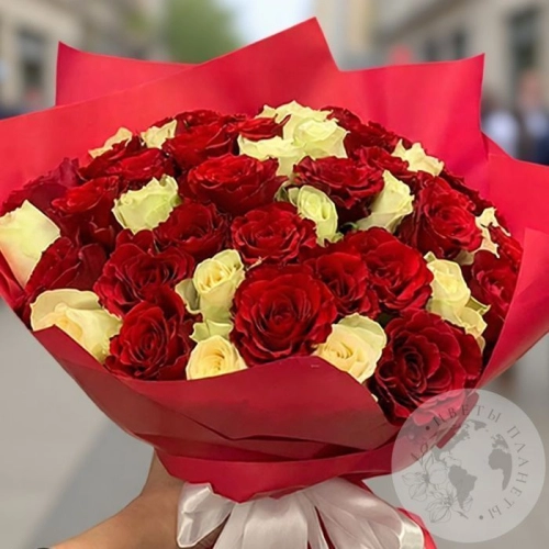 Букет из 51 розы микс 40 см.