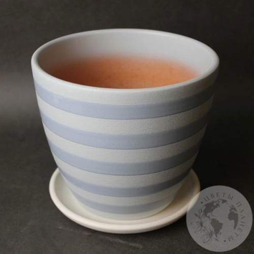 Цветочный горшок керамический "Лента" серый крокус №3 в магазине Цветы Планеты