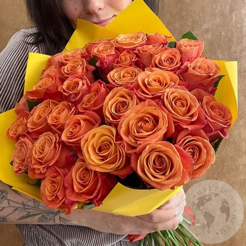 41 роза оранжевая 60 см. в магазине Цветы Планеты