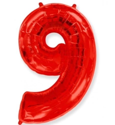Шар цифра "9", 102 см., красный в магазине Цветы Планеты