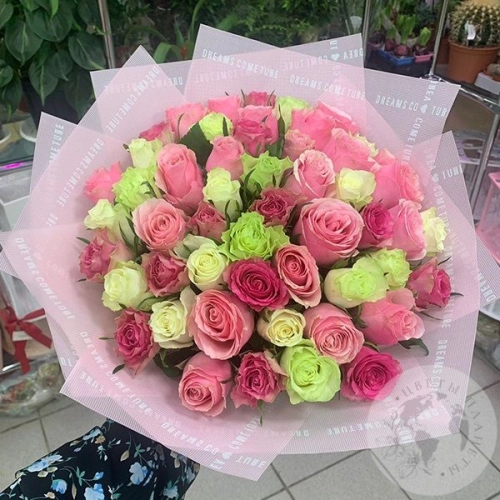 51 роза микс 40 см. в магазине Цветы Планеты