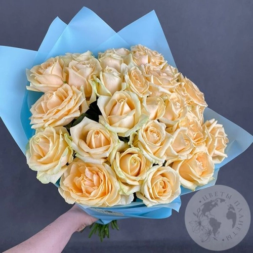 25 роз кремовых 60 см. в магазине Цветы Планеты