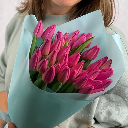 25 тюльпанов бордовых 25 тюльпанов бордовых в магазине Цветы Планеты