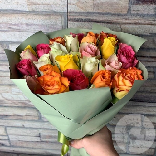 25 роз микс 40 см. в магазине Цветы Планеты