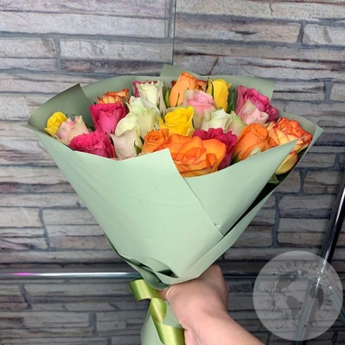 25 роз микс 40 см. в магазине Цветы Планеты