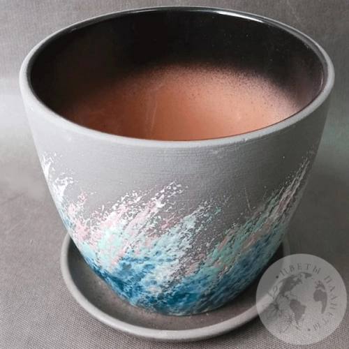 Цветочный горшок керамический Живопись черный в магазине Цветы Планеты