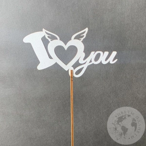 Топпер для цветов "I love you" белый