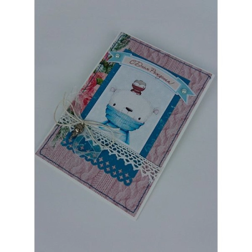 Прекрасная Открытка ручной работы "С днем рождения" в магазине Цветы Планеты Прекрасная Открытка ручной работы "С днем рождения"