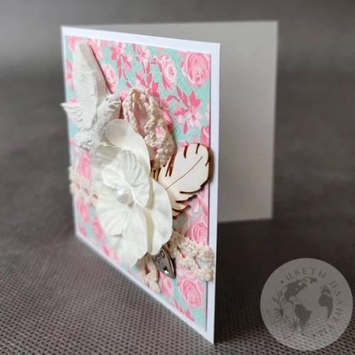 Открытка ручной работы на любое торжество в магазине Цветы Планеты Открытка ручной работы на любое торжество