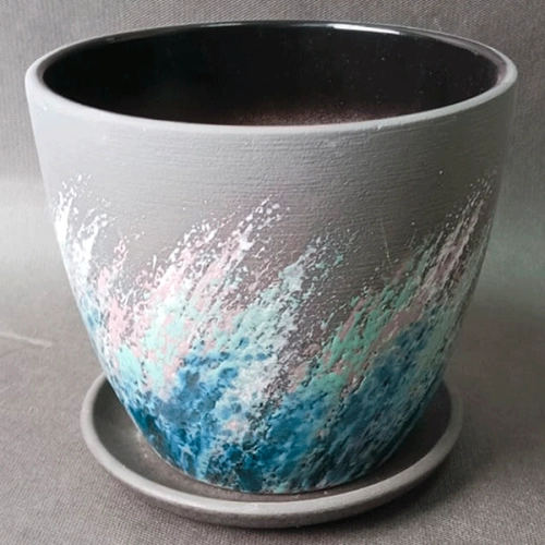 Цветочный горшок керамический Живопись черный в магазине Цветы Планеты