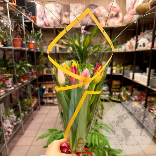 Букет из 7 тюльпанов mix в магазине Цветы Планеты