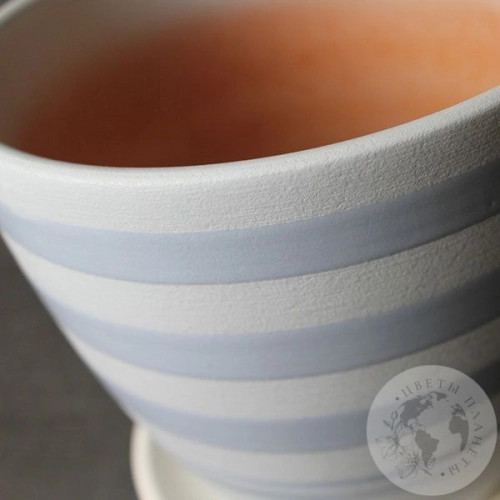 Цветочный горшок керамический "Лента" серый крокус №3 в магазине Цветы Планеты