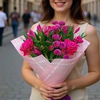 Букет из роз и альстромерий 