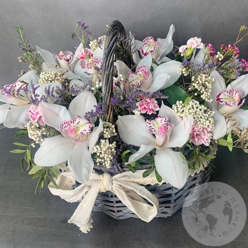 Корзина с орхидеями в магазине Цветы Планеты