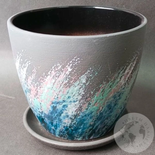 Цветочный горшок керамический Живопись черный в магазине Цветы Планеты