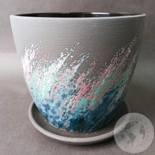 Цветочный горшок керамический Живопись черный в магазине Цветы Планеты