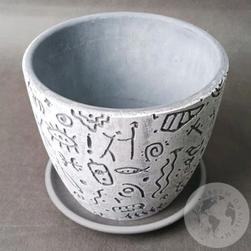 Цветочный горшок Знаки серый бутон №2 в магазине Цветы Планеты