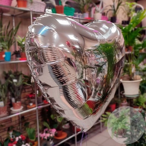 Шар воздушный "Сердце" серебро