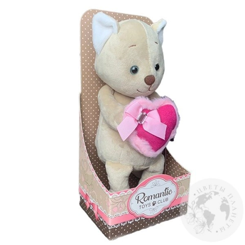 Мягкая игрушка "Котик романтичный с розовым сердечком", 20 см