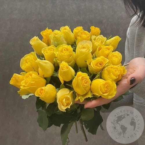 25 роз желтых 40 см. 25 роз желтых 40 см. в магазине Цветы Планеты