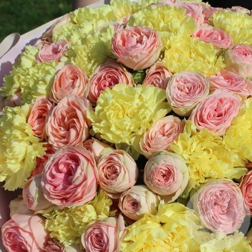 Букет из роз и гвоздик "Весенний" в магазине Цветы Планеты