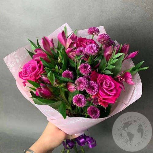 Букет из роз и альстромерий "Улыбка" в магазине Цветы Планеты