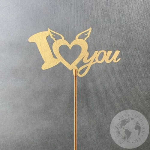 Топпер для цветов "I love you" светло-песочный в магазине Цветы Планеты Топпер для цветов "I love you" светло-песочный