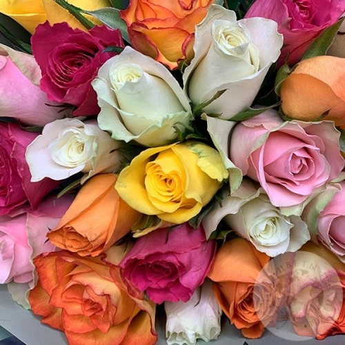 25 роз микс 40 см. в магазине Цветы Планеты