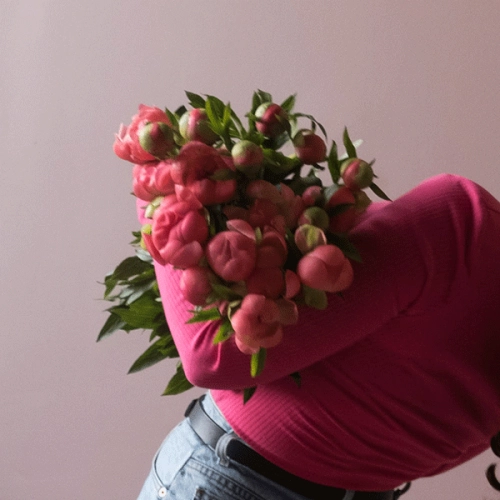 19 пионов розовых в магазине Цветы Планеты