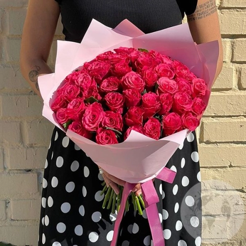 51 розовая роза 40 см. в магазине Цветы Планеты