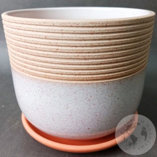 Цветочный горшок керамический Селигер бежевый бук