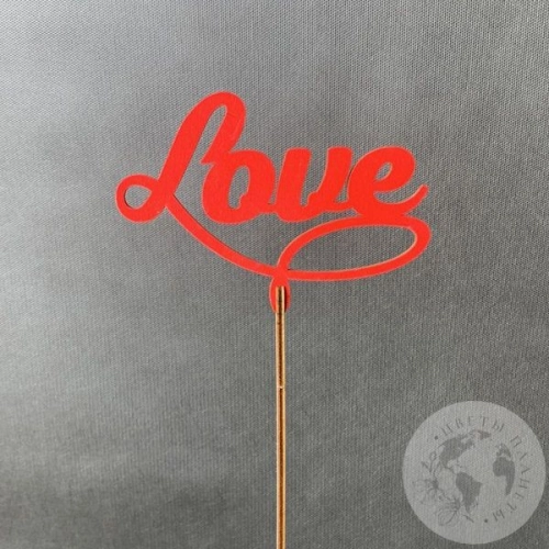 Топпер для цветов "Love" красный